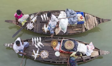 Fishers on a boat in Bangladesh Fishers on a boat in Bangladesh